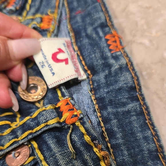 True Religion Women's Denim Jeans with Colorful Stitching - Picture 3 of 4